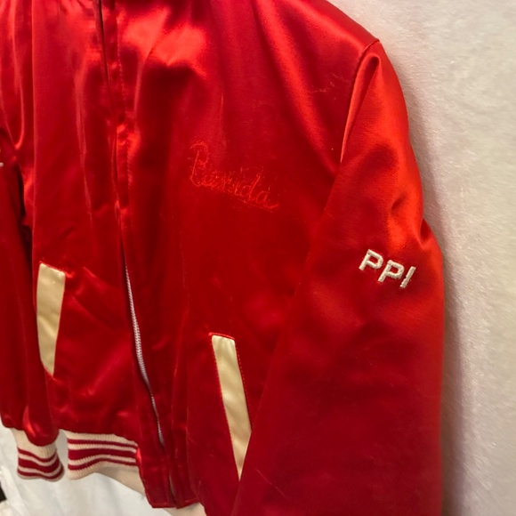 Vintage Ice Capades skater’s red + cream reversible satin bomber jacket - small - Picture 4 of 15